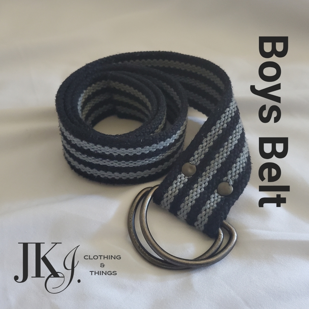 Youth/Boys Belt Dark Blue-Gray Stripes Braided Belt